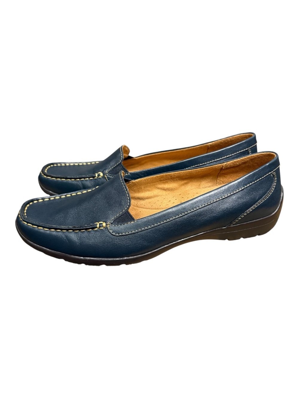 Naturalizer Jonella Womens 9.5M Navy Blue Leather Loafers Moc Toe Comfort